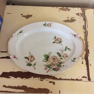 Vintage Lynmore Fine China Golden Rose Pattern Oval Serving Dish